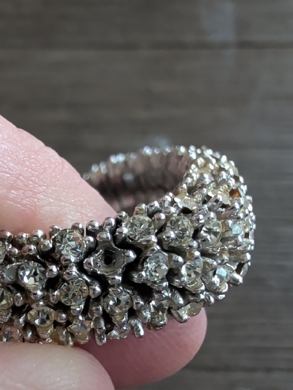 Vintage Art Deco  Peekaboo Watch Bracelet Sparkling Silver Rhinestone - Picture 5 of 12